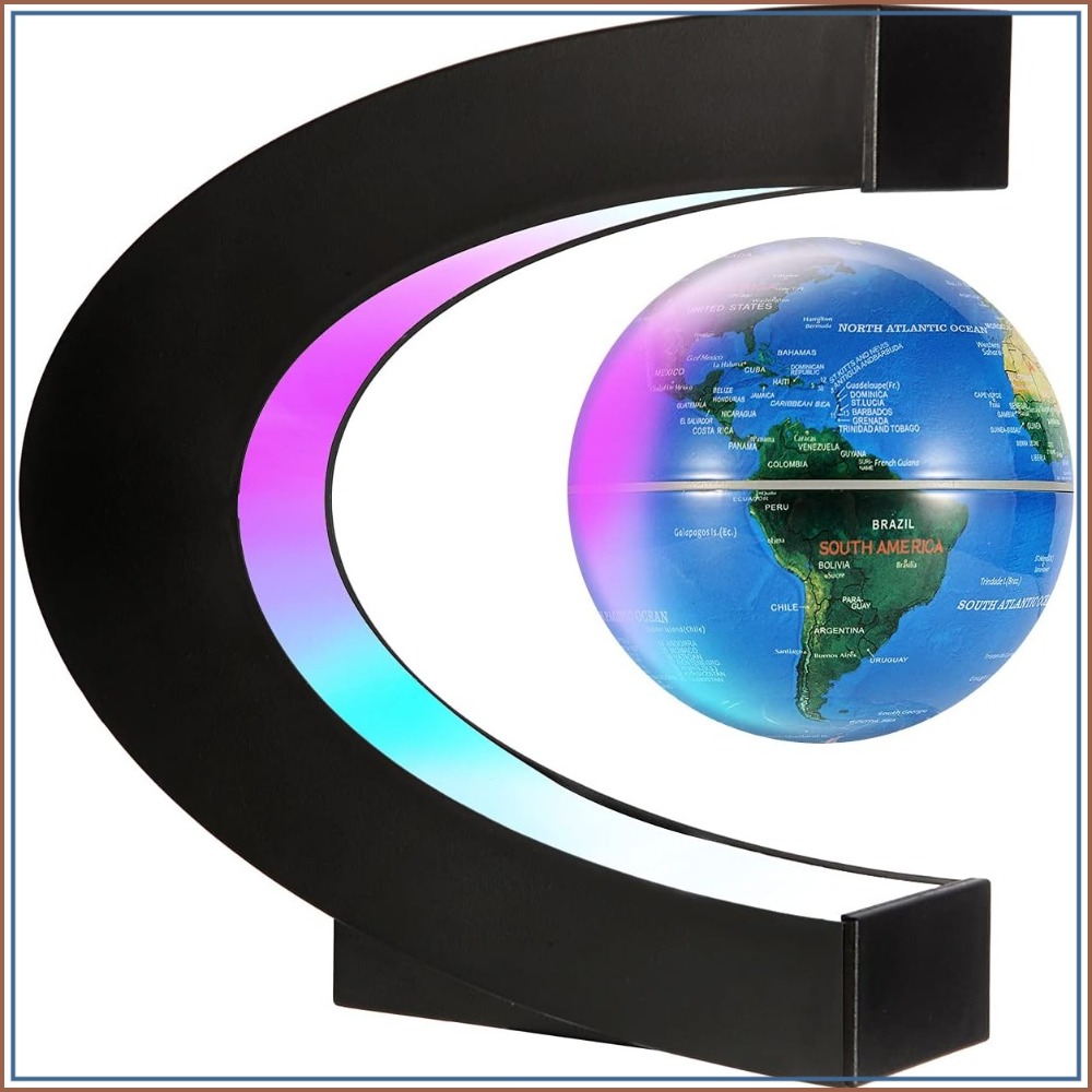 Lighting World Decor - Manyetik Levitasyonlu Yüzen Dünya Haritası Küresi,