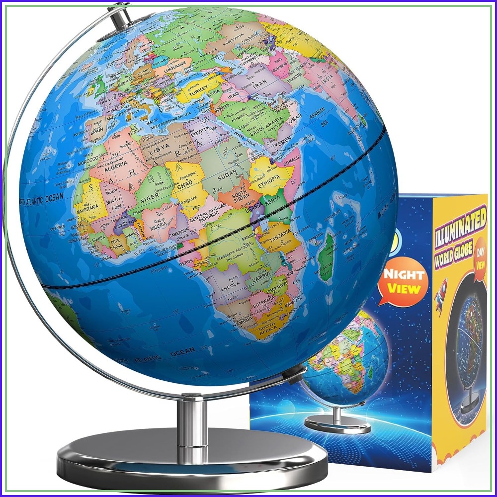 Lighting World Decor - 9 inç LED Işıklı Dünya Küresi,
