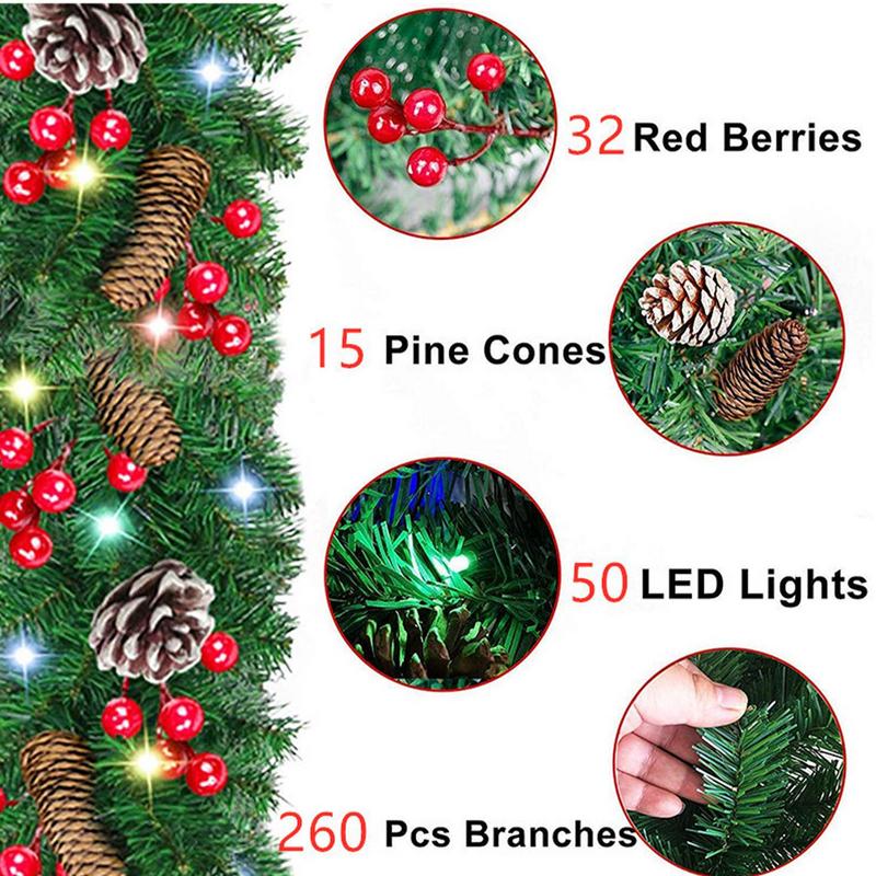 Lighting Decor Company - Işıklı Noel Çelenk Su Geçirmez Noel