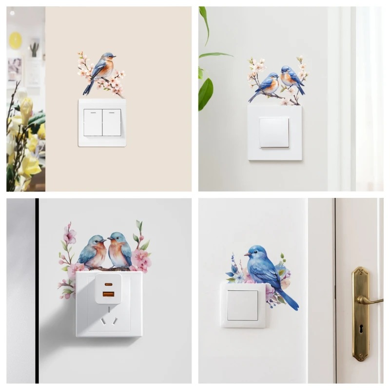 Lighting Decoration On Wall - Kiraz Çiçeği Dalında Kuş Işık Anahtarı