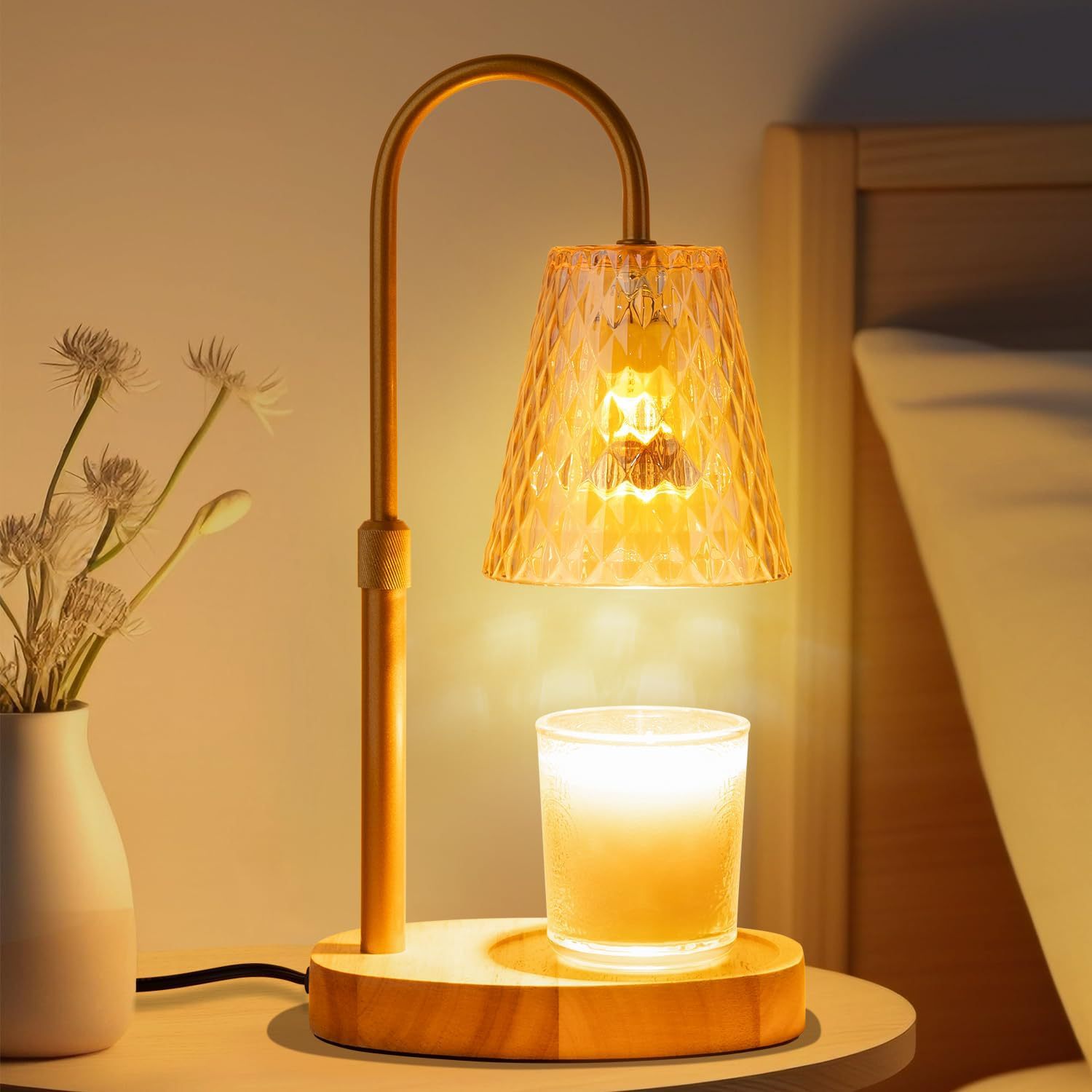 Vintage Lighting Decor - Alevsiz Mum Eritici Lamba Cam Gölgeli