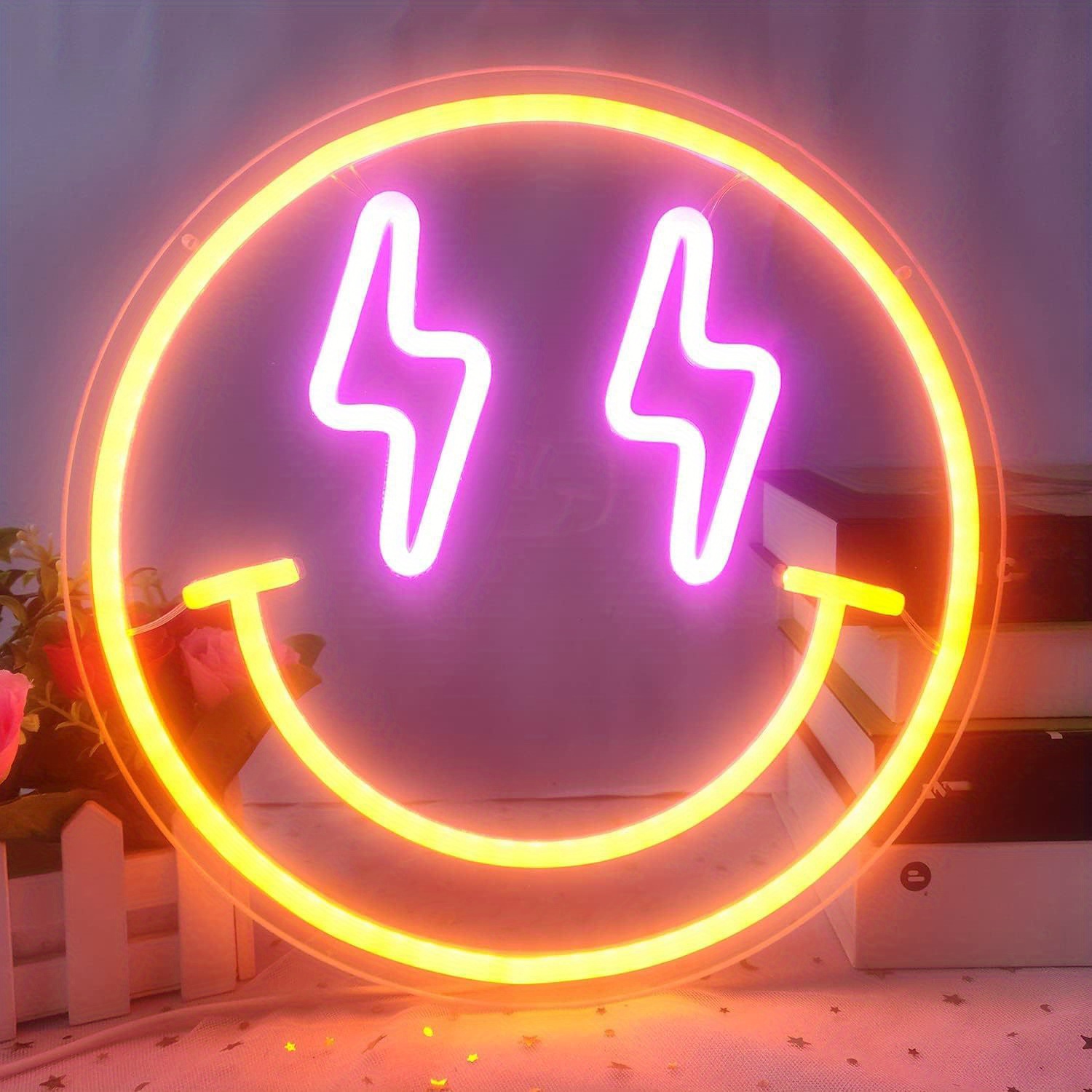 Bedroom Lighting Decor Ideas - Gülümseme yüz LED Neon işareti ışık-duvara