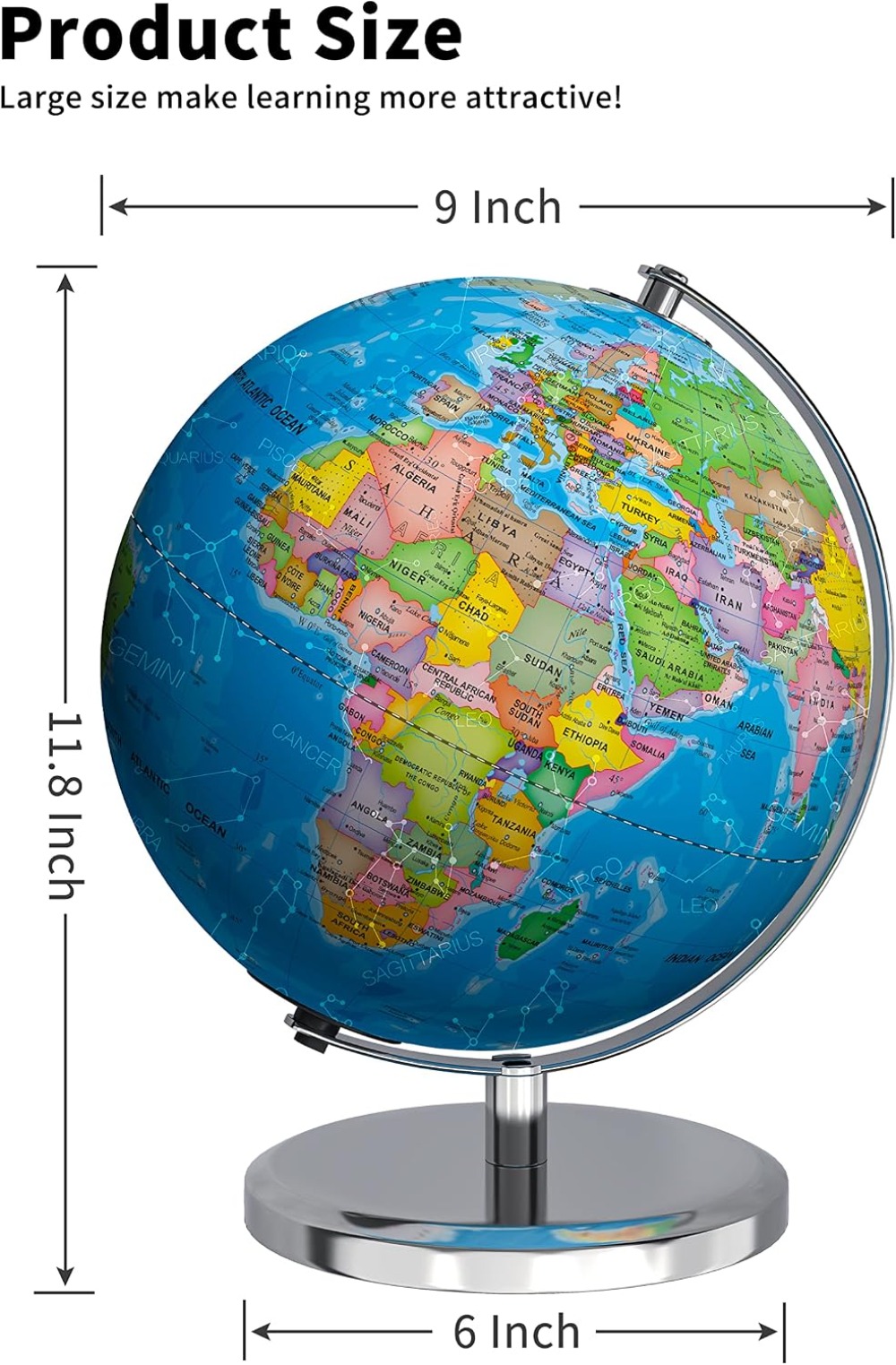9 inç LED Işıklı Dünya Küresi, - Lighting World Decor incelemesi ve fiyatı