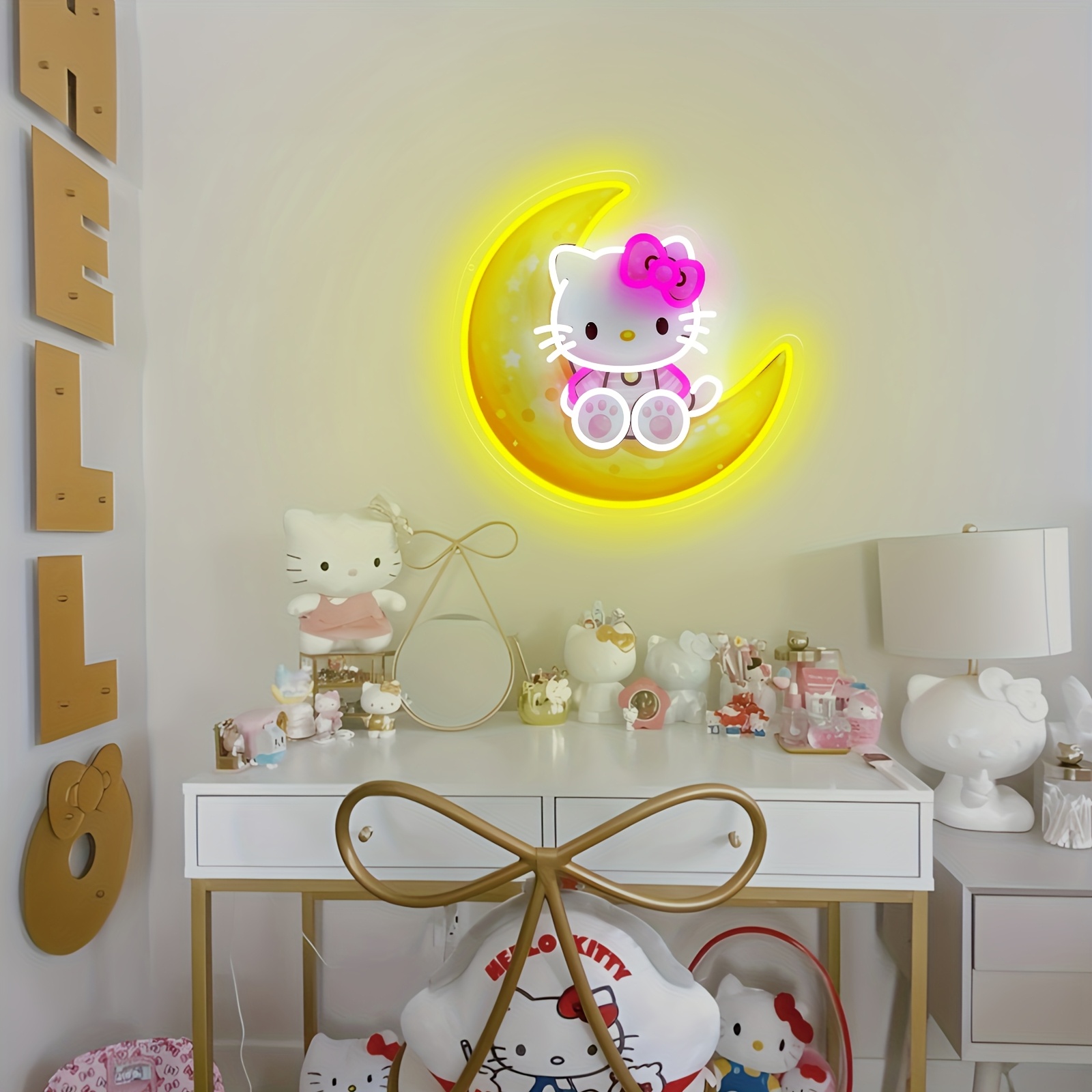Hello Kitty on Moon Sarı Sevim - Lighting Decoration On Wall incelemesi ve fiyatı
