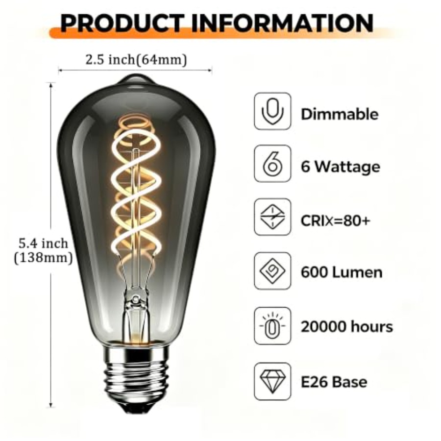 4 Paket ST64 LED Edison Ampull - Vintage Lighting Decor incelemesi ve fiyatı